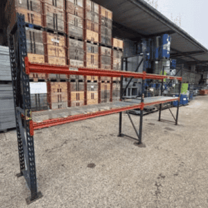 Lot N°19 Rack à palettes Mic Spica – 3 échelles, 8 traverses, 12 plateaux, 570 cm, occasion