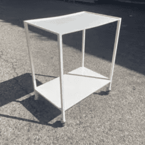 Chariot métallique blanc à roulettes – 2 niveaux – Occasion