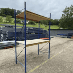 Rack à palettes rayonnage Eurostock bleu Lot 10 – 2 échelles, 4 traverses, 2 plateaux bois, occasion