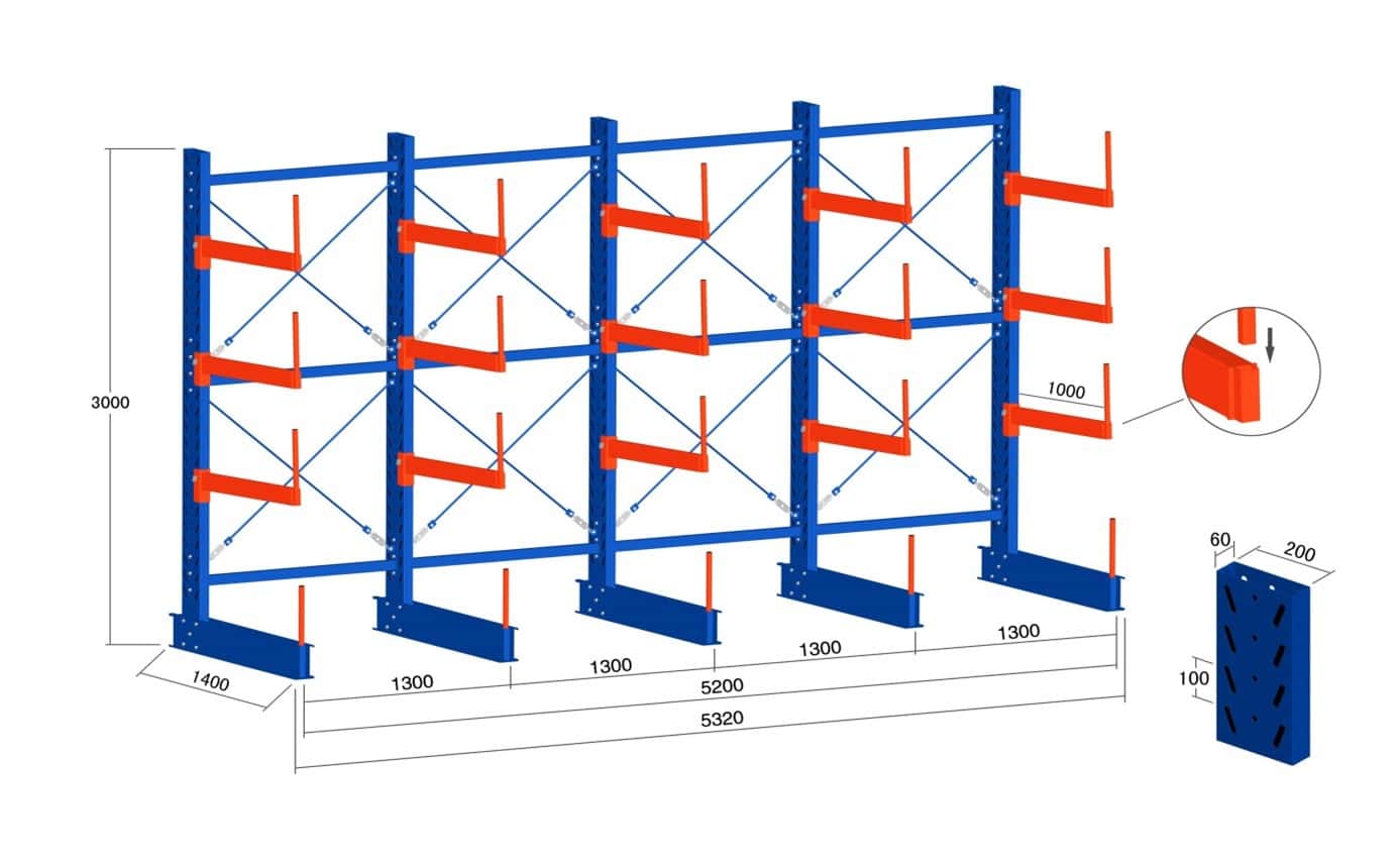 Cantilever - neuf / étagère stockage horizontal / étagère de stockage à bras