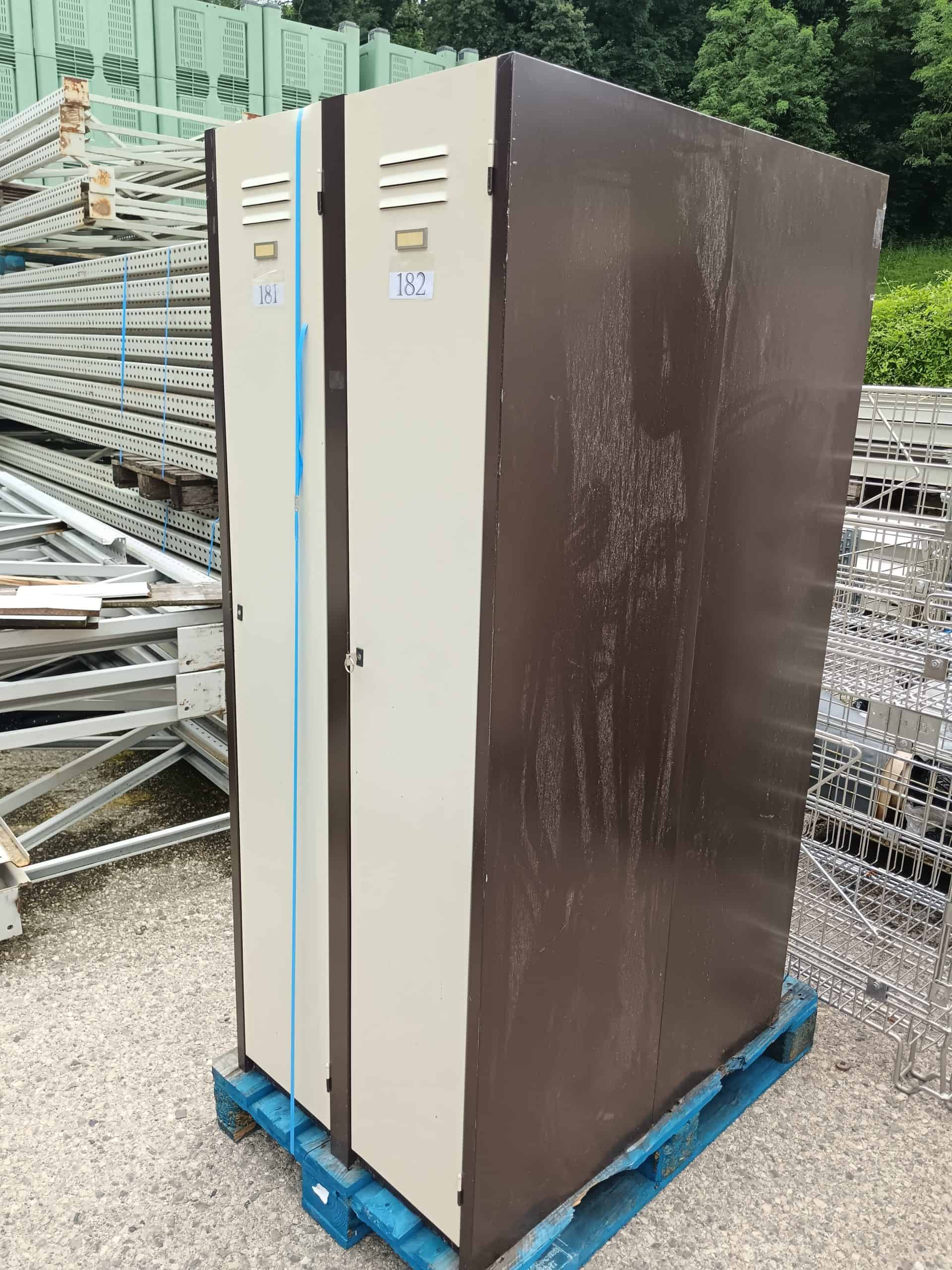 Casier vestiaire industrie blanc et marron 2 portes métallique - occasion