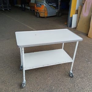 Chariot blanc 2 niveaux bois scaled