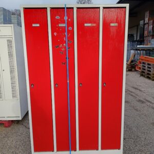 Casier vestiaire métallique rouge 4 portes